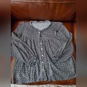 Rylee and Cru ditsy floral ruffleTop Medium Excellent Rylee + Cru Grey Blouse